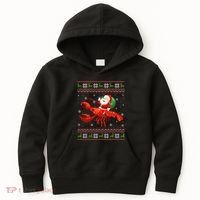 Christmas Santa Riding Lobster Funny Ugly Xmas Sweater Long Sleeve Kids Hoodie thumb 0