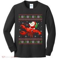 Christmas Santa Riding Lobster Funny Ugly Xmas Sweater Long Sleeve Kids Long Sleeve Shirt thumb 0