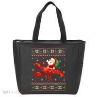 Christmas Santa Riding Lobster Funny Ugly Xmas Sweater Long Sleeve Tote Bag thumb 0