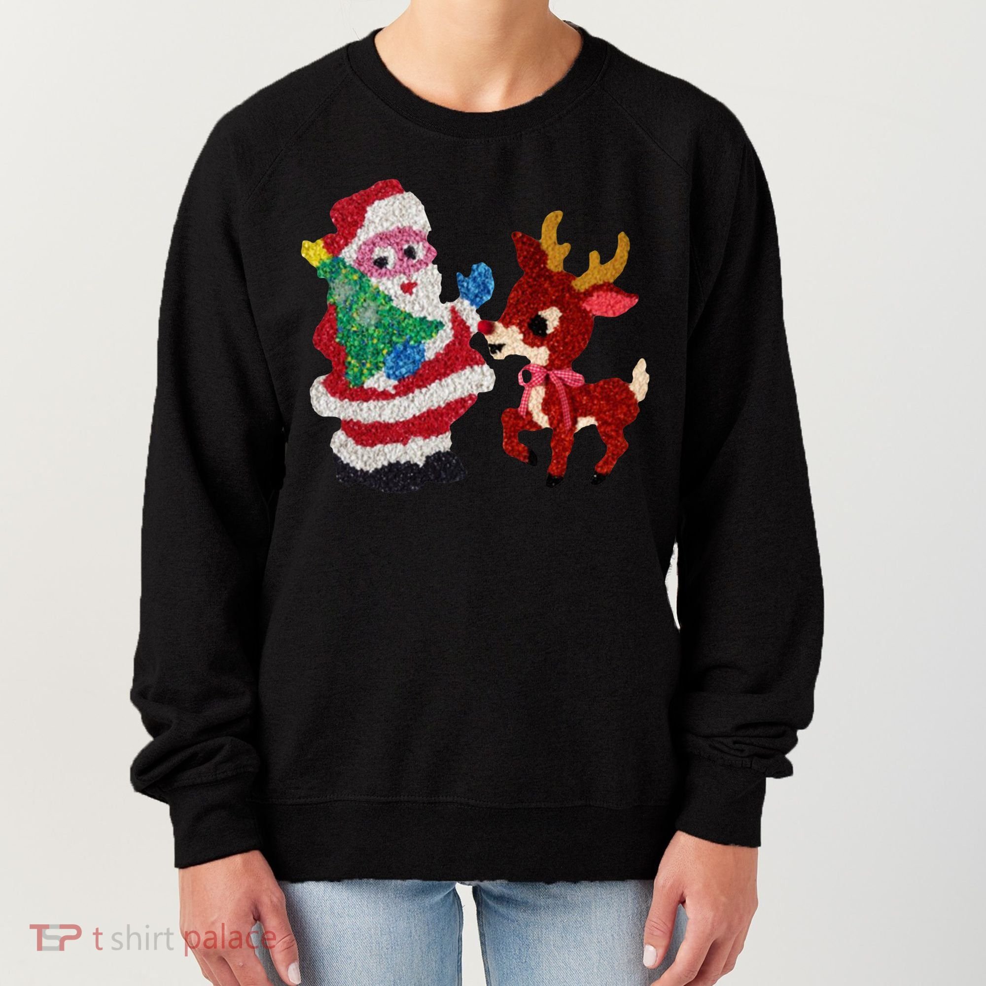 Cute Santa Reindeer Best Friends Christmas Cheer Women's Sweatshirt