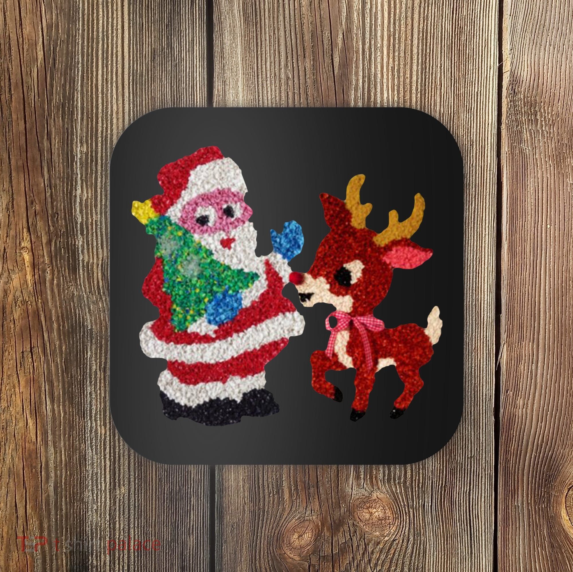 Cute Santa Reindeer Best Friends Christmas Cheer Coaster