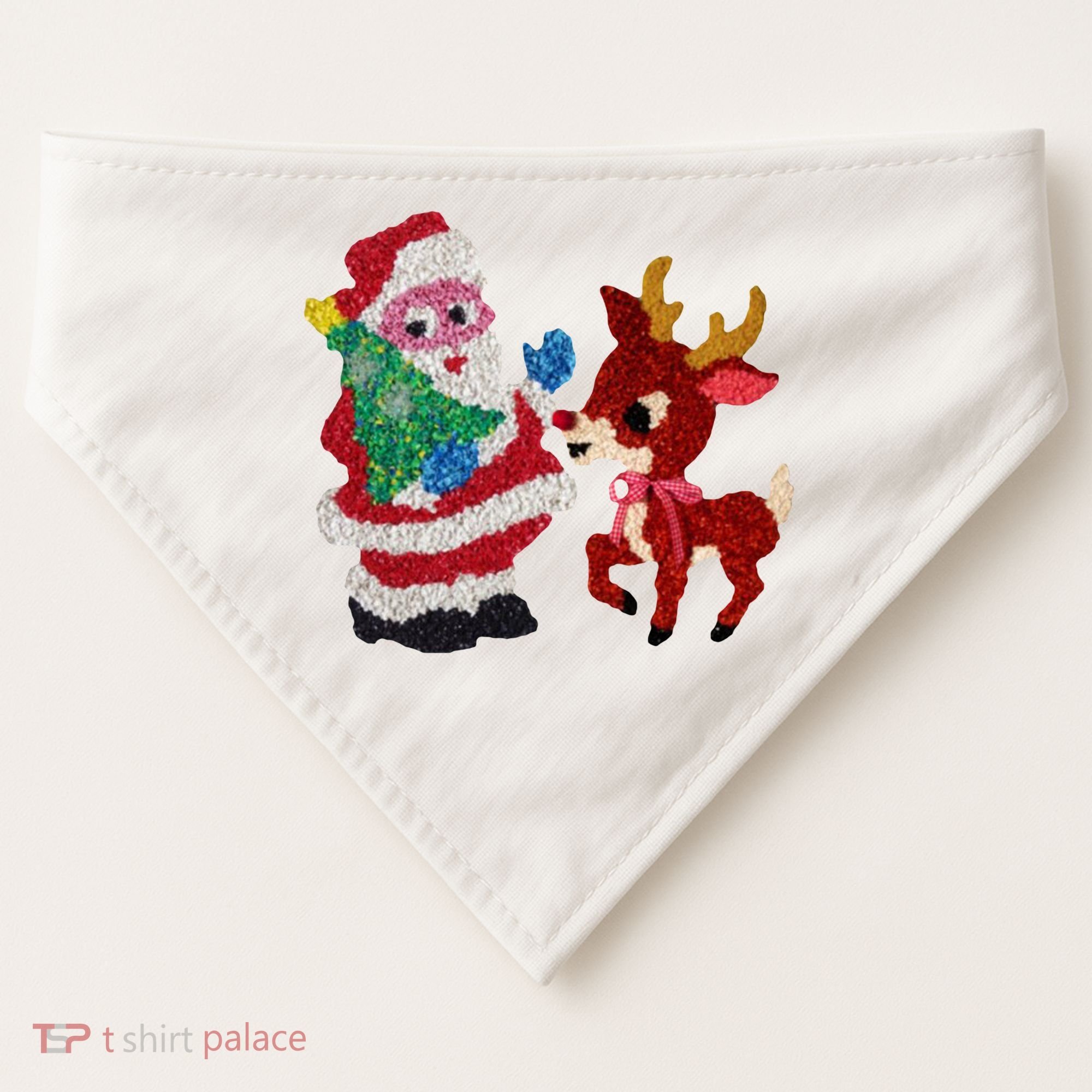 Cute Santa Reindeer Best Friends Christmas Cheer USA-Made Doggie Bandana