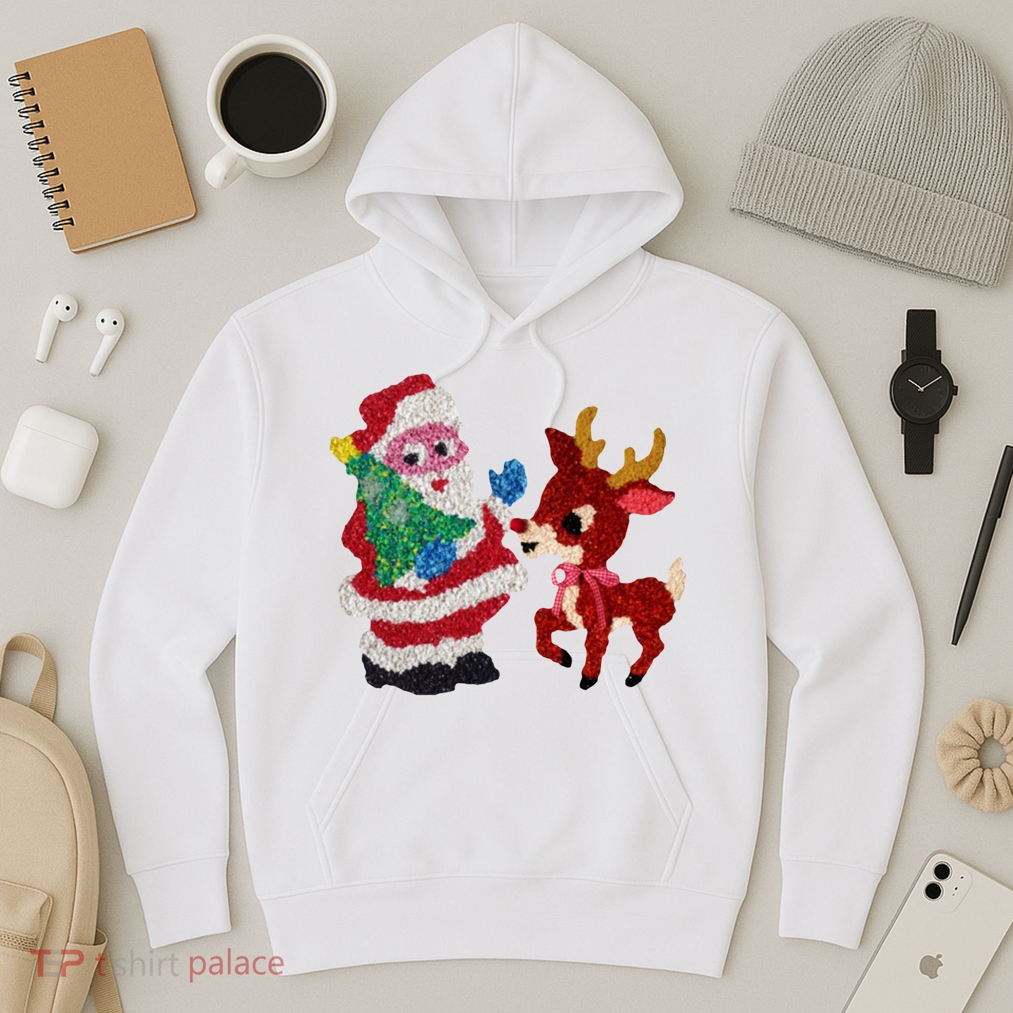 Cute Santa Reindeer Best Friends Christmas Cheer Hoodie