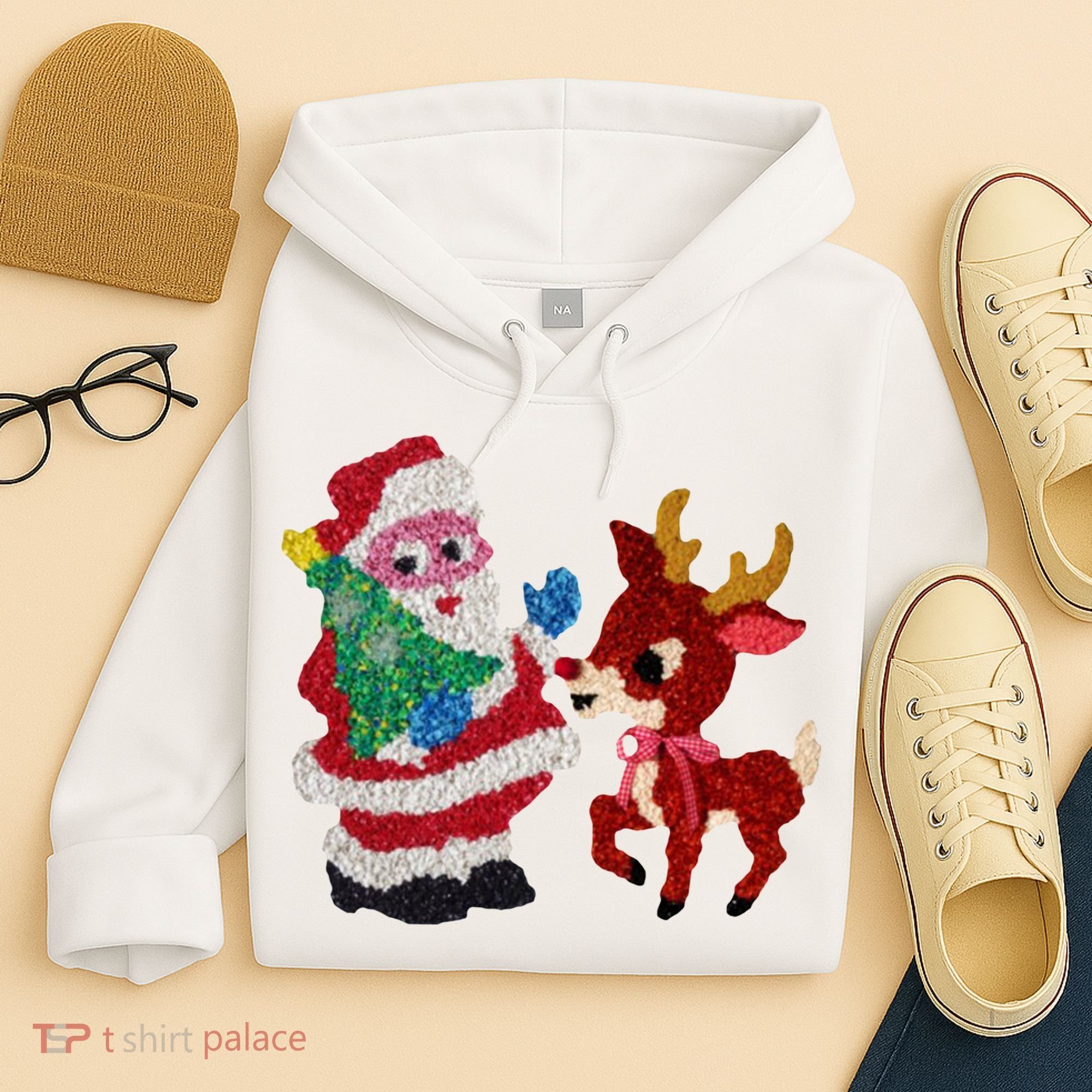 Cute Santa Reindeer Best Friends Christmas Cheer Hoodie