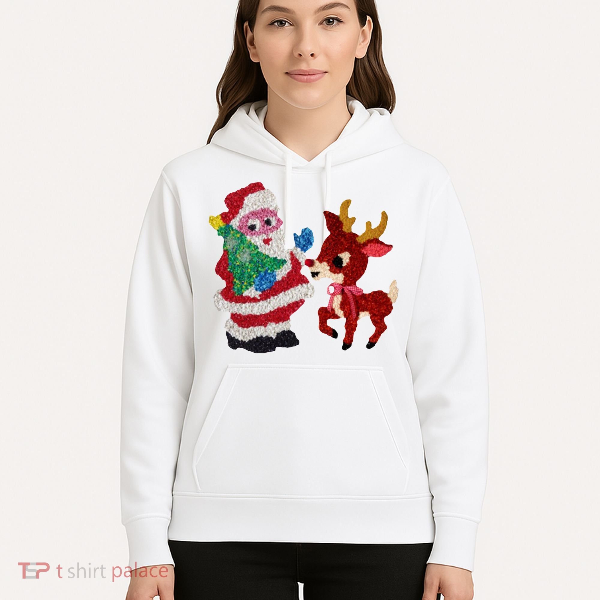 Cute Santa Reindeer Best Friends Christmas Cheer Hoodie