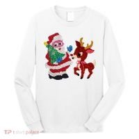 Cute Santa Reindeer Best Friends Christmas Cheer Long Sleeve Shirt thumb 0