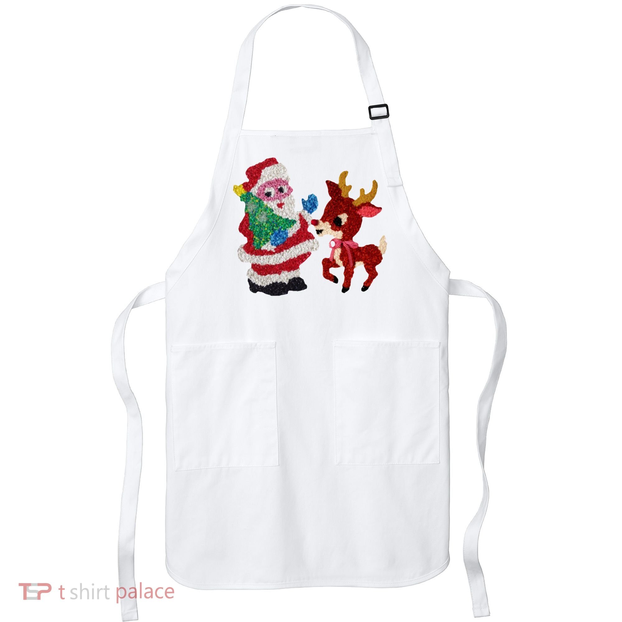 Cute Santa Reindeer Best Friends Christmas Cheer Apron