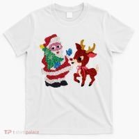 Cute Santa Reindeer Best Friends Christmas Cheer T-Shirt thumb 0