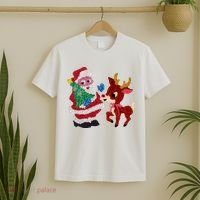 Cute Santa Reindeer Best Friends Christmas Cheer T-Shirt thumb 2