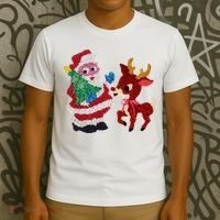 Cute Santa Reindeer Best Friends Christmas Cheer T-Shirt thumb 3