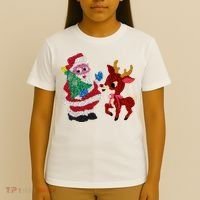 Cute Santa Reindeer Best Friends Christmas Cheer T-Shirt thumb 4