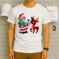 Cute Santa Reindeer Best Friends Christmas Cheer T-Shirt thumb 6