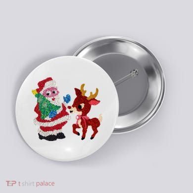 Cute Santa Reindeer Best Friends Christmas Cheer Button