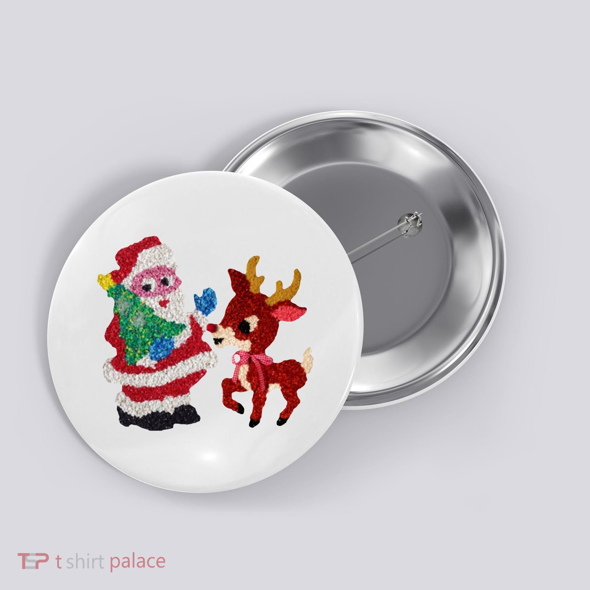 Cute Santa Reindeer Best Friends Christmas Cheer Button