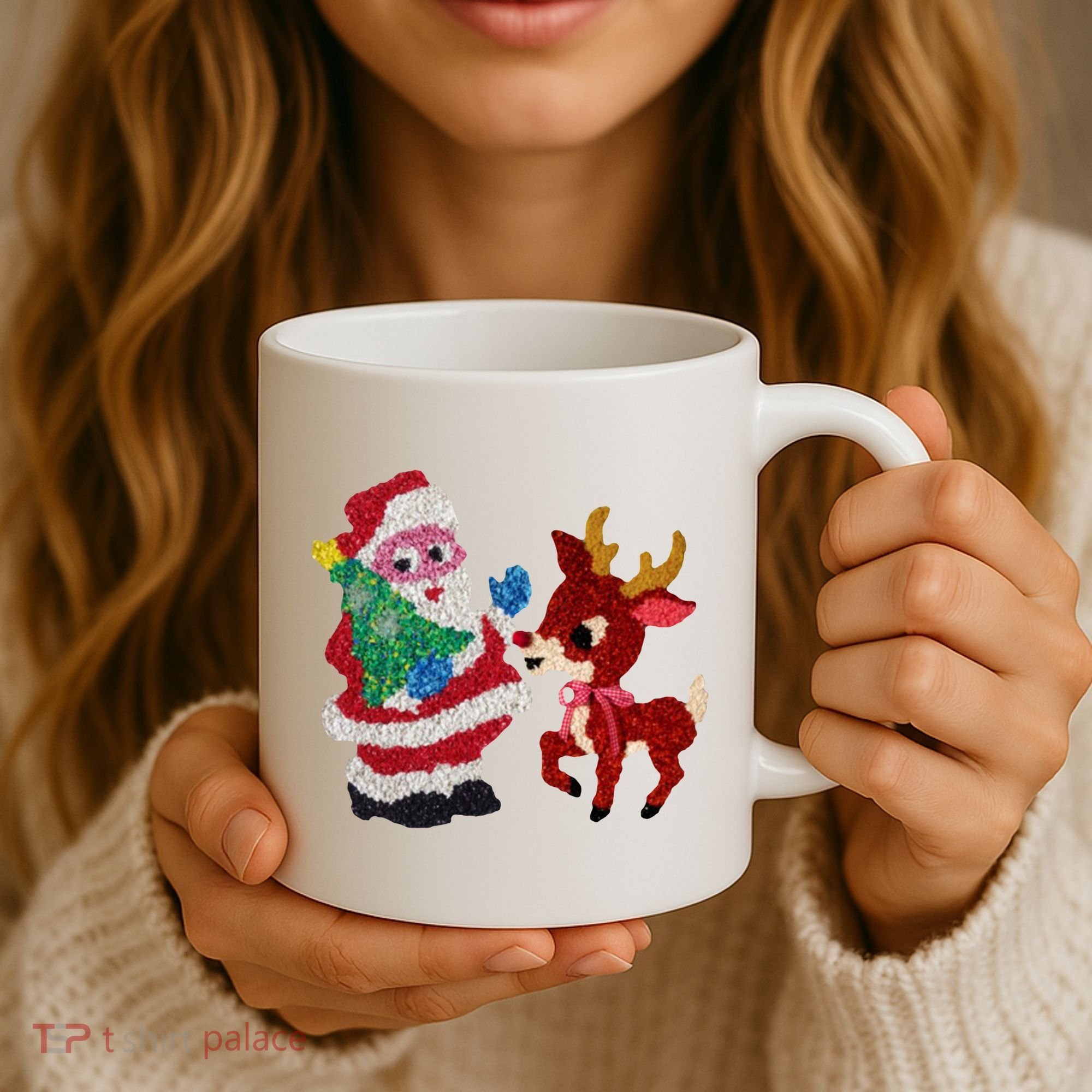 Cute Santa Reindeer Best Friends Christmas Cheer Coffee Mug