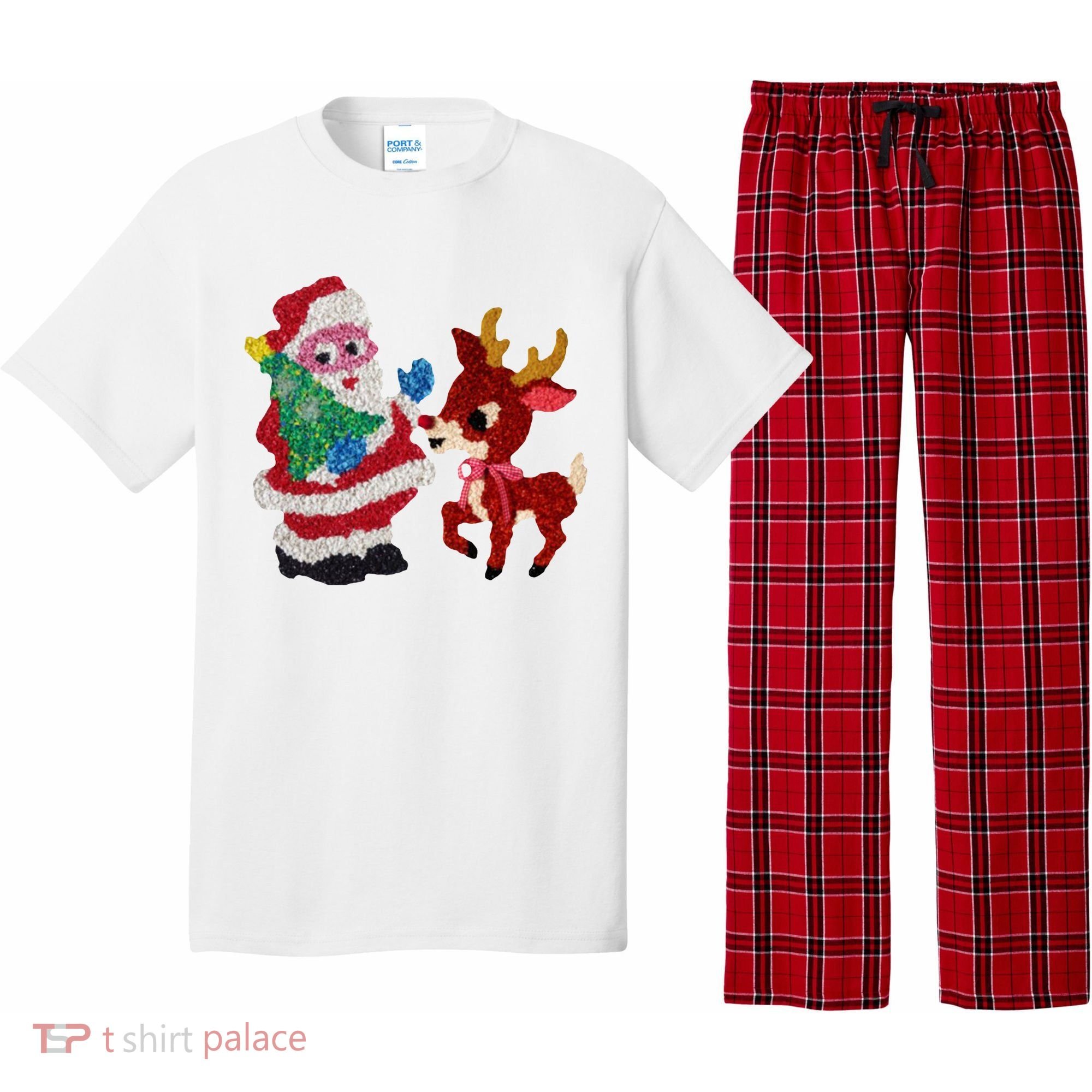 Cute Santa Reindeer Best Friends Christmas Cheer Pajama Set