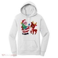 Cute Santa Reindeer Best Friends Christmas Cheer Women's Hoodie thumb 0