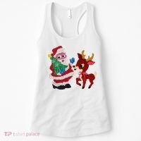 Cute Santa Reindeer Best Friends Christmas Cheer Women's Tank Top thumb 0