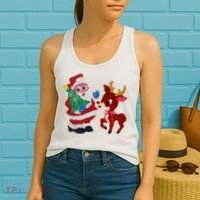 Cute Santa Reindeer Best Friends Christmas Cheer Women's Tank Top thumb 2
