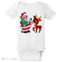 Cute Santa Reindeer Best Friends Christmas Cheer Baby Bodysuit thumb 0