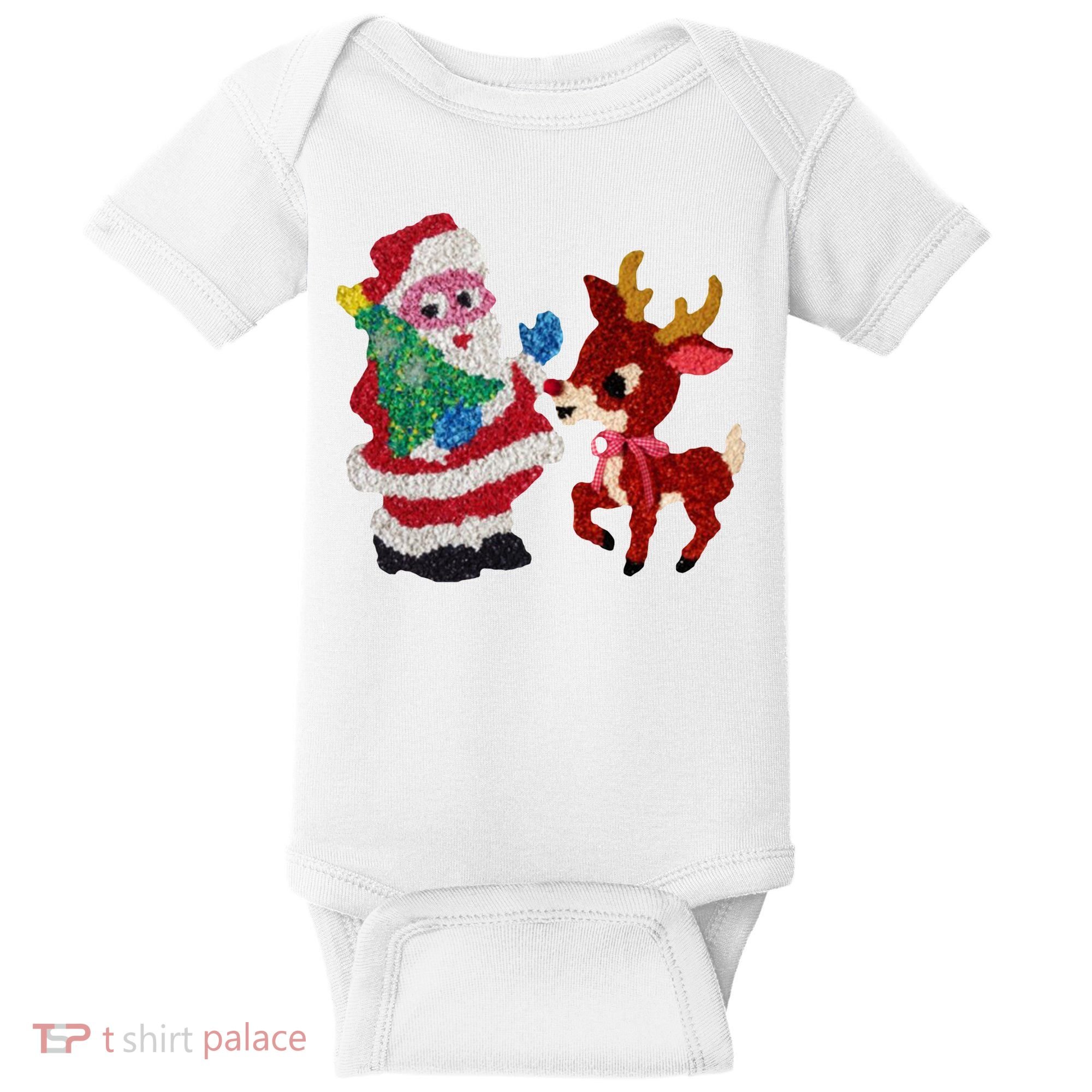 Cute Santa Reindeer Best Friends Christmas Cheer Baby Bodysuit