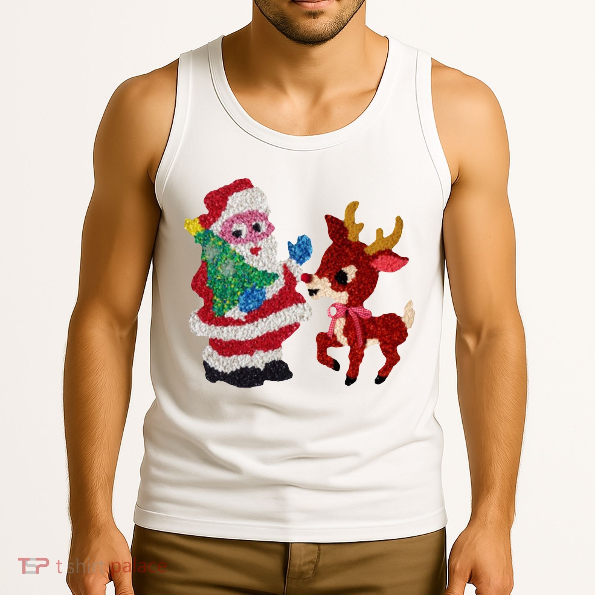 Cute Santa Reindeer Best Friends Christmas Cheer Tank Top