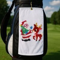 Cute Santa Reindeer Best Friends Christmas Cheer Golf Towel thumb 2
