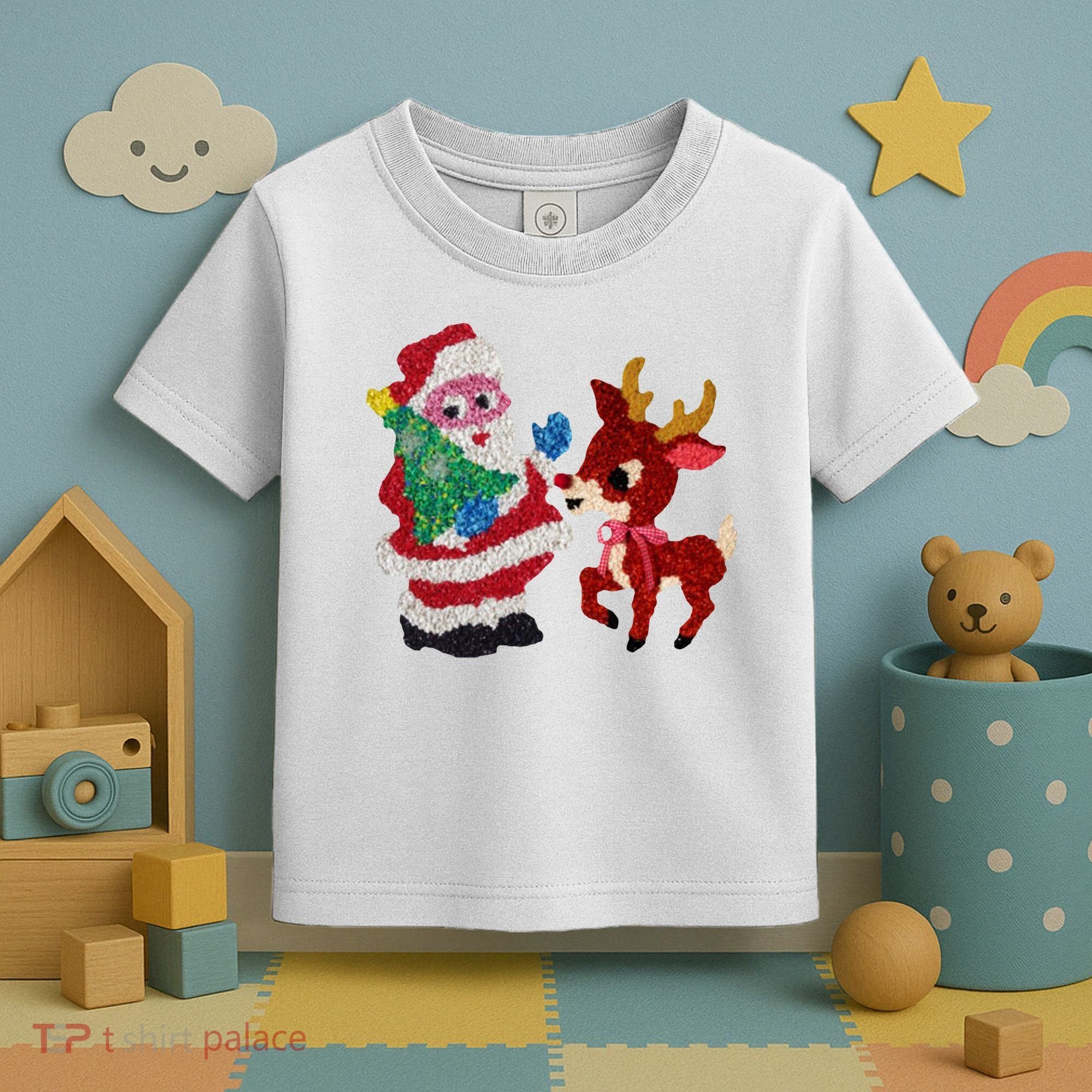 Cute Santa Reindeer Best Friends Christmas Cheer Toddler T-Shirt