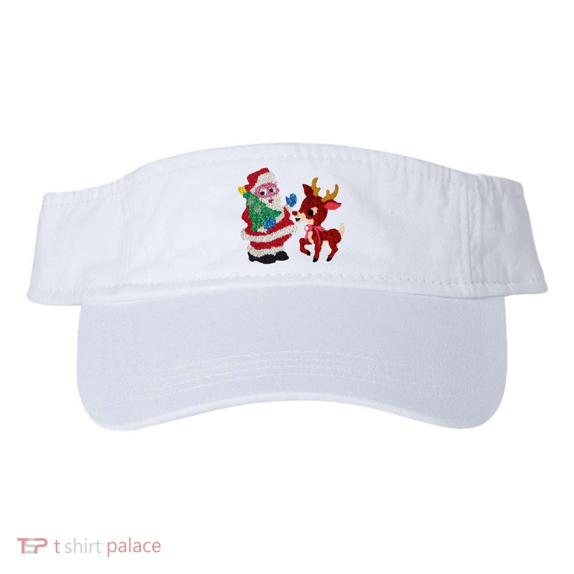 Cute Santa Reindeer Best Friends Christmas Cheer Visor