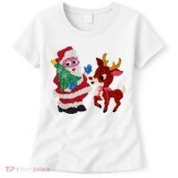 Cute Santa Reindeer Best Friends Christmas Cheer Women's T-Shirt thumb 0