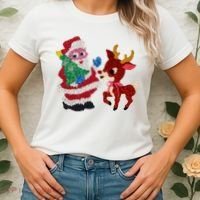 Cute Santa Reindeer Best Friends Christmas Cheer Women's T-Shirt thumb 2