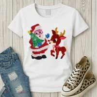 Cute Santa Reindeer Best Friends Christmas Cheer Women's T-Shirt thumb 3