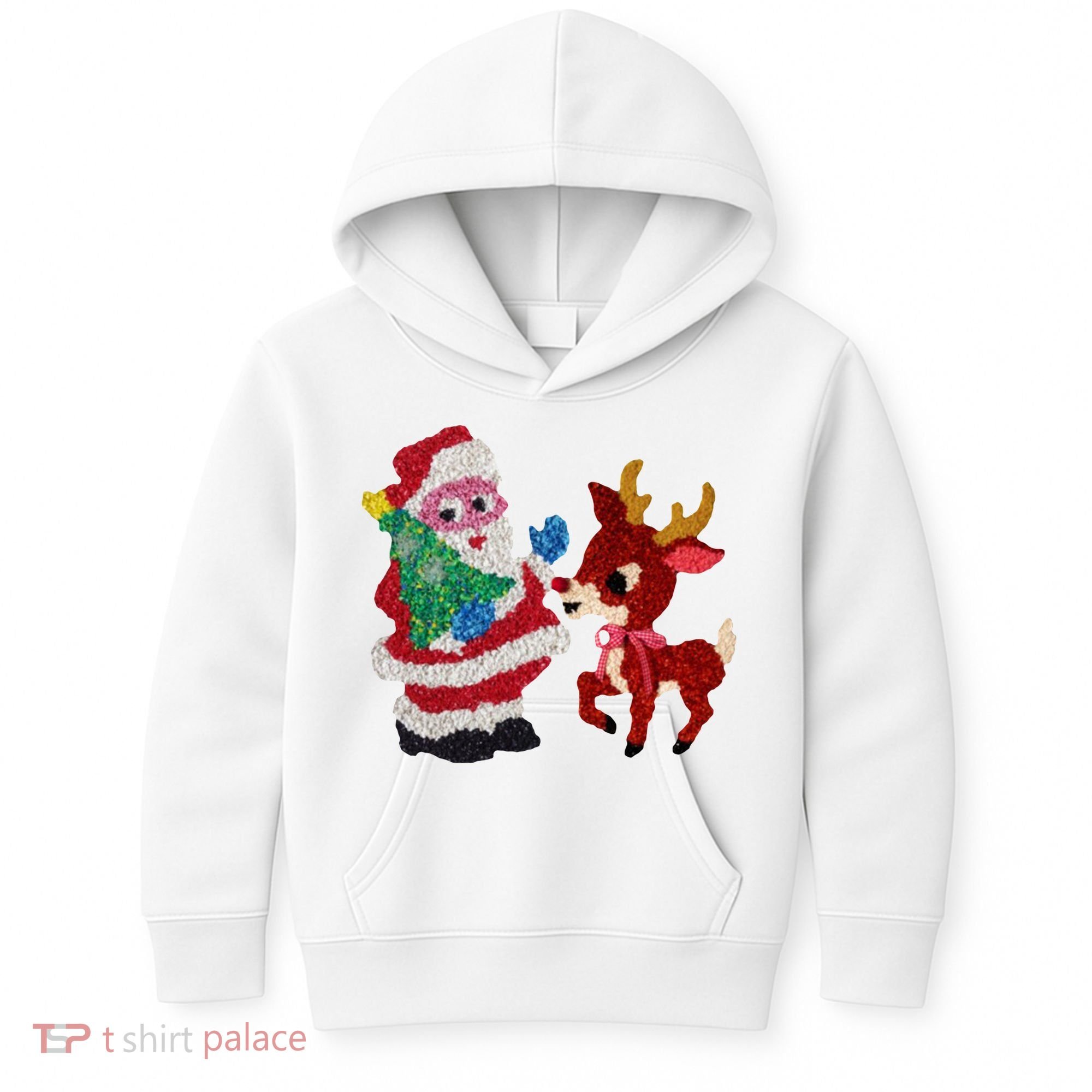 Cute Santa Reindeer Best Friends Christmas Cheer Kids Hoodie