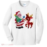 Cute Santa Reindeer Best Friends Christmas Cheer Kids Long Sleeve Shirt thumb 0