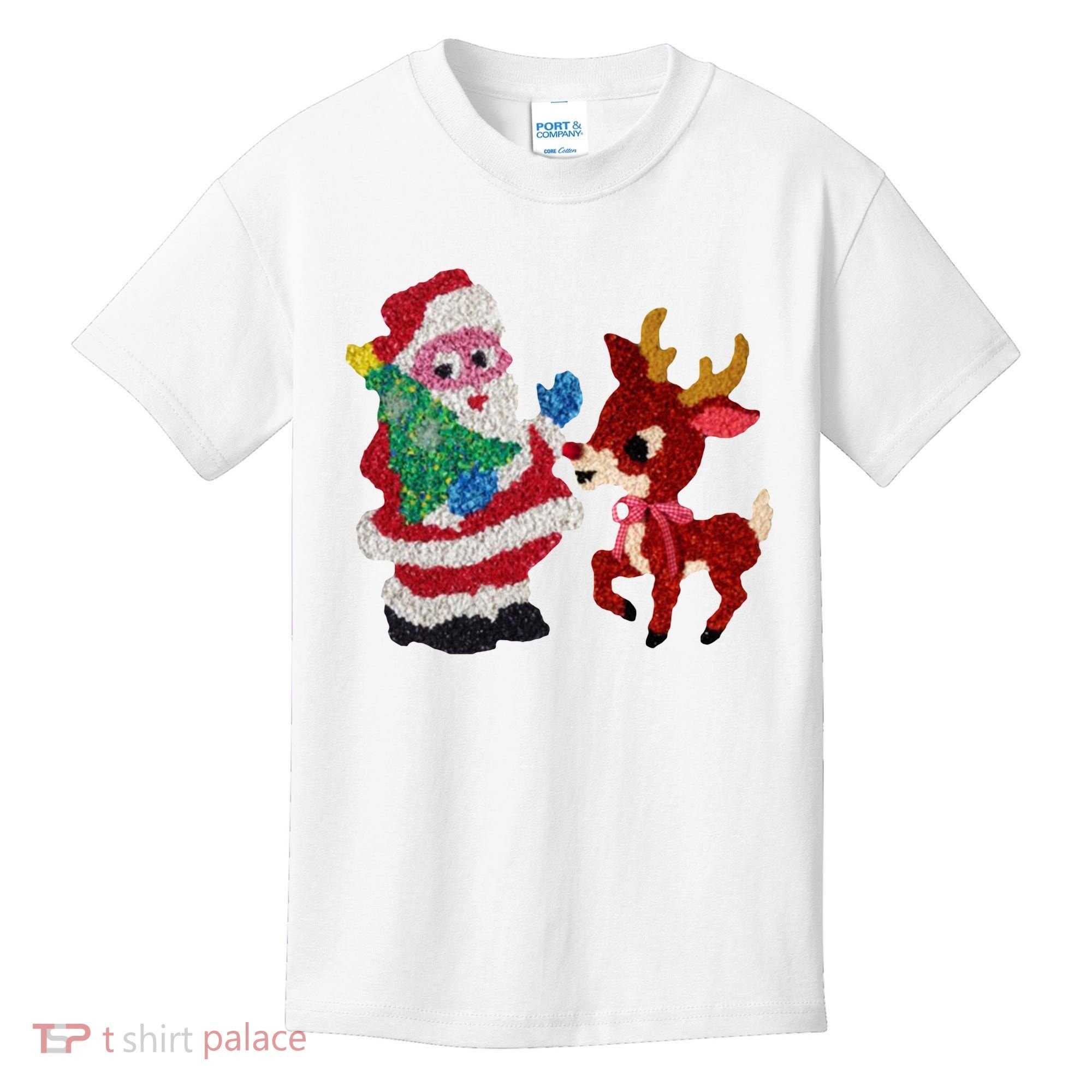 Cute Santa Reindeer Best Friends Christmas Cheer Kids T-Shirt