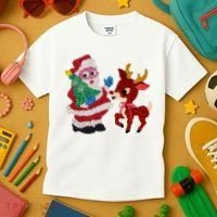 Cute Santa Reindeer Best Friends Christmas Cheer Kids T-Shirt thumb 3