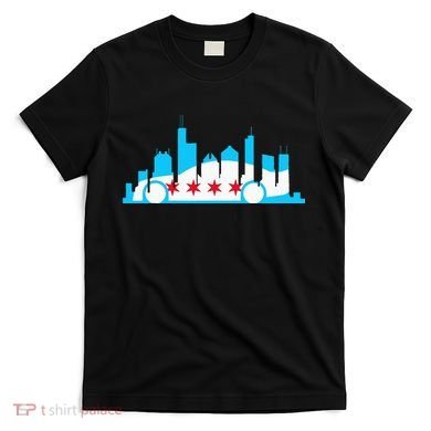 Chicago Skyline Race Car Chicago Flag T-Shirt