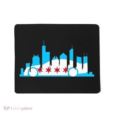 Chicago Skyline Race Car Chicago Flag Mousepad
