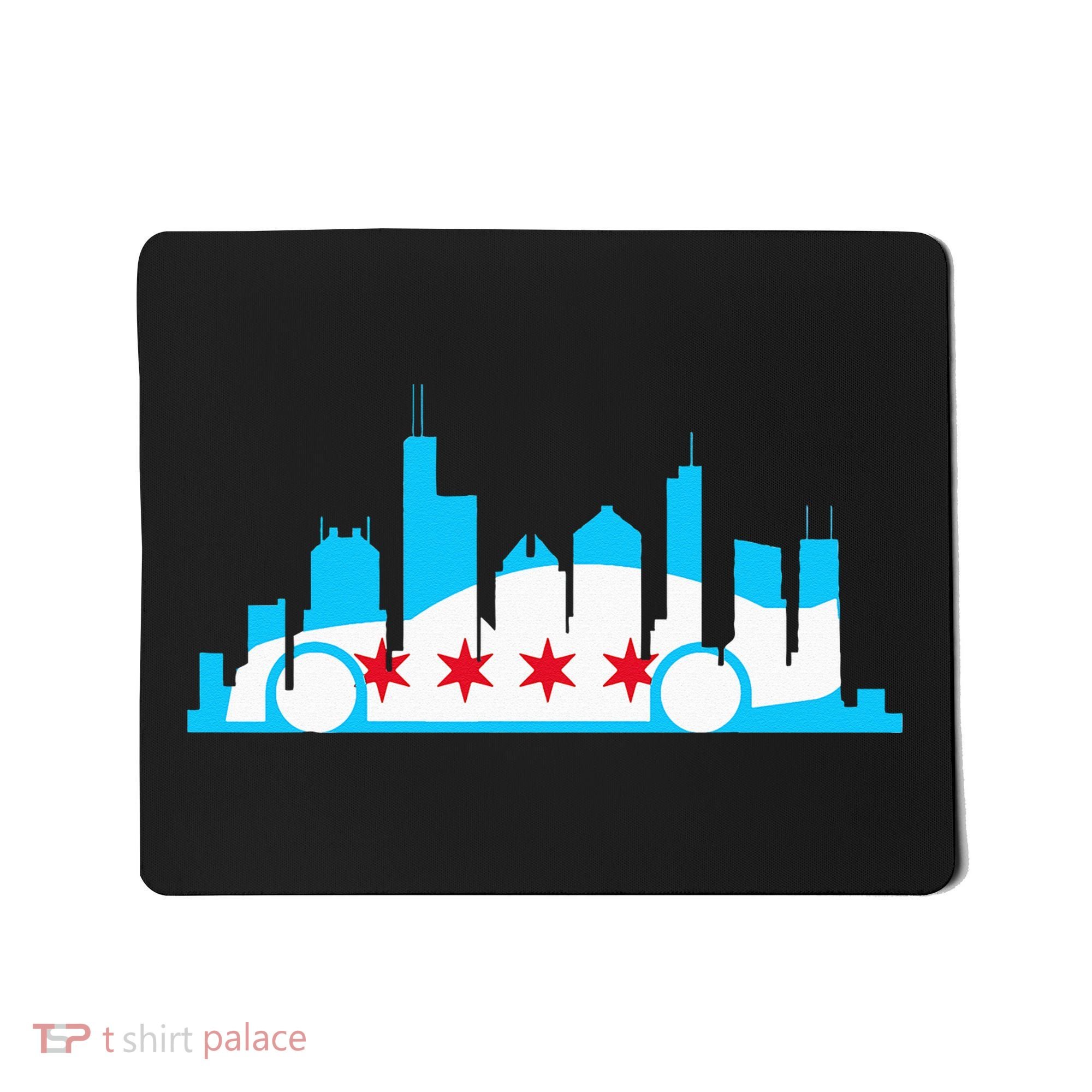 Chicago Skyline Race Car Chicago Flag Mousepad