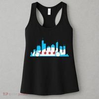 Chicago Skyline Race Car Chicago Flag Women's Tank Top thumb 3