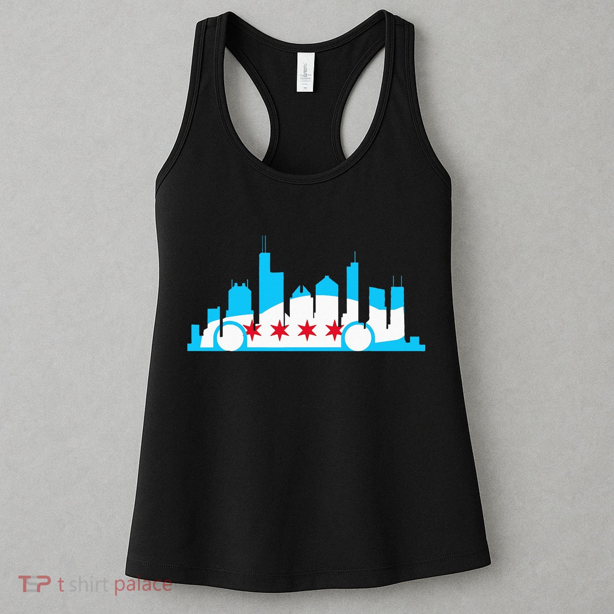 Chicago Skyline Race Car Chicago Flag Women's Tank Top