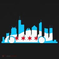 Chicago Skyline Race Car Chicago Flag Women's Long Sleeve Shirt thumb 2