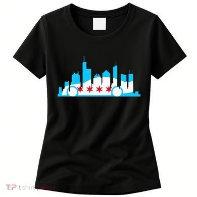Chicago Skyline Race Car Chicago Flag Women's T-Shirt