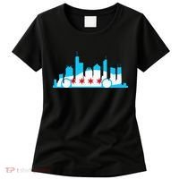 Chicago Skyline Race Car Chicago Flag Women's T-Shirt thumb 0