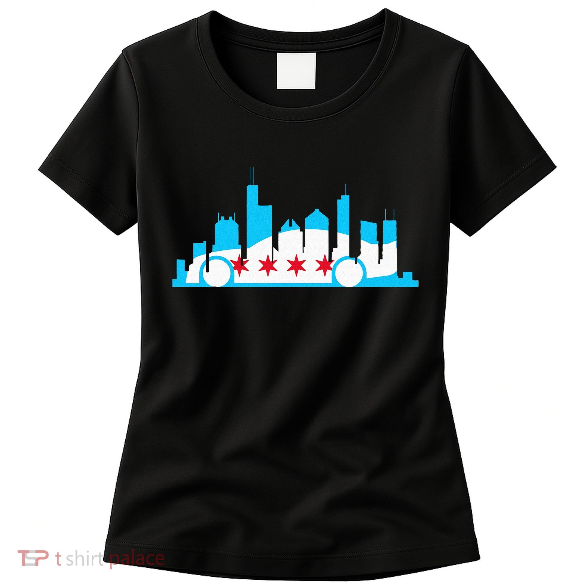 Chicago Skyline Race Car Chicago Flag Women's T-Shirt