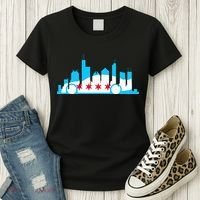 Chicago Skyline Race Car Chicago Flag Women's T-Shirt thumb 3