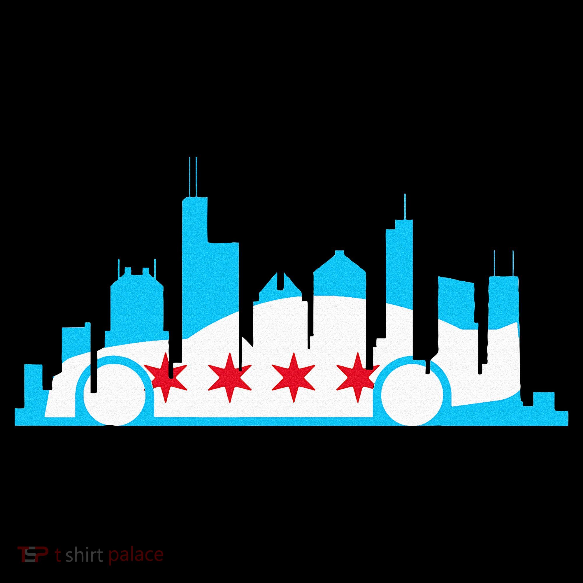 Chicago Skyline Race Car Chicago Flag Women's T-Shirt