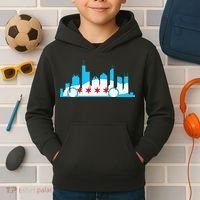 Chicago Skyline Race Car Chicago Flag Kids Hoodie thumb 2
