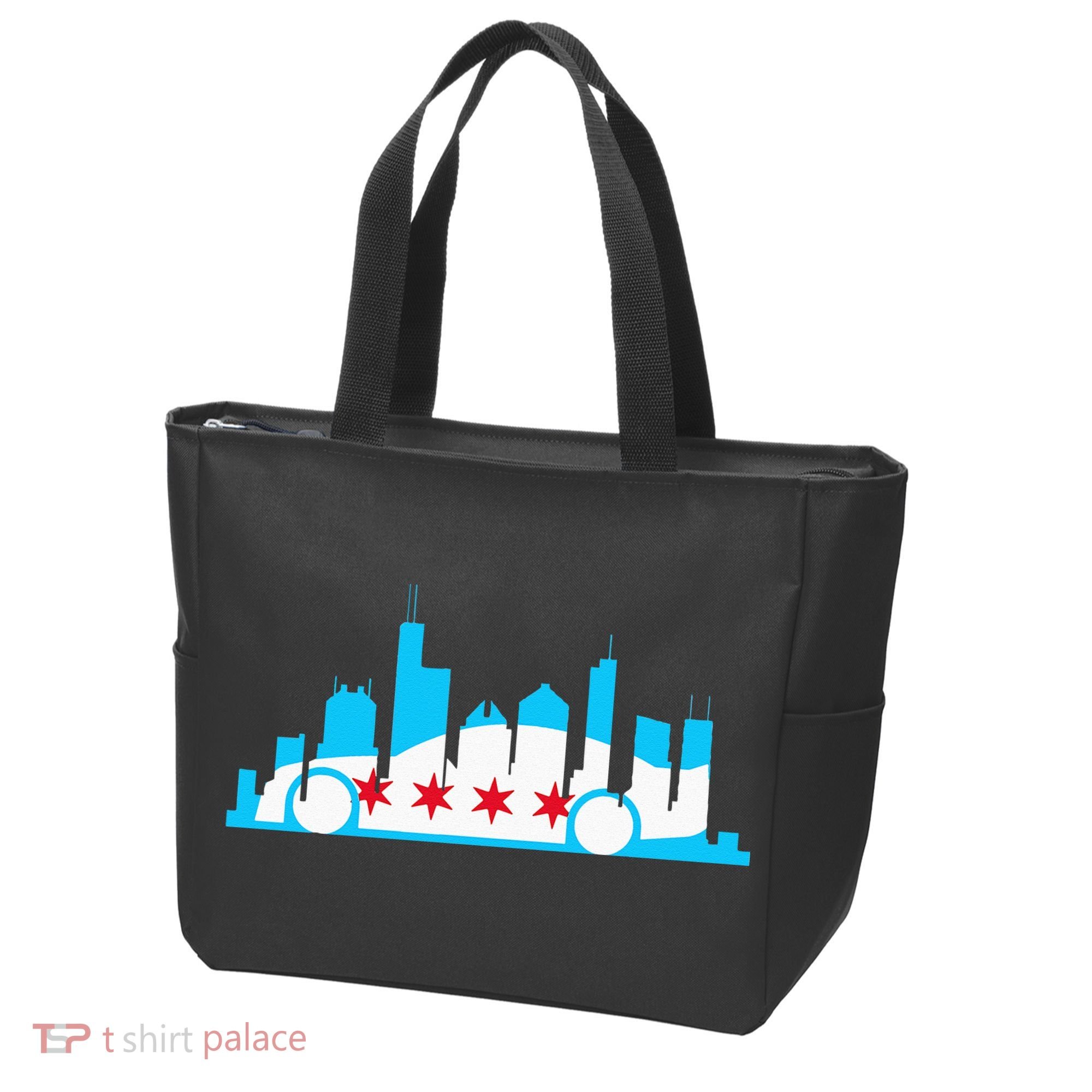 Chicago Skyline Race Car Chicago Flag Tote Bag