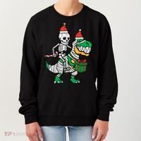 Christmas Skeleton Riding T Rex Santa Xmas Dino Gift Women's Sweatshirt thumb 0